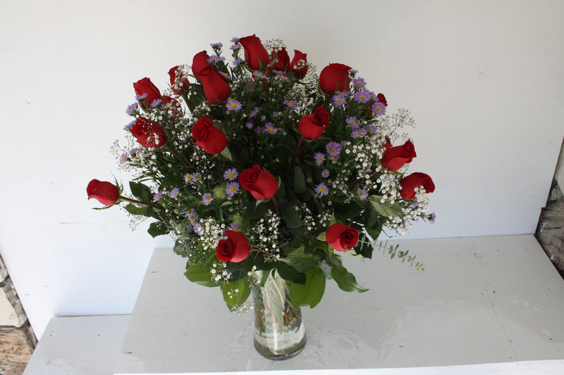 2 Dz Red Roses in Vase (R008)