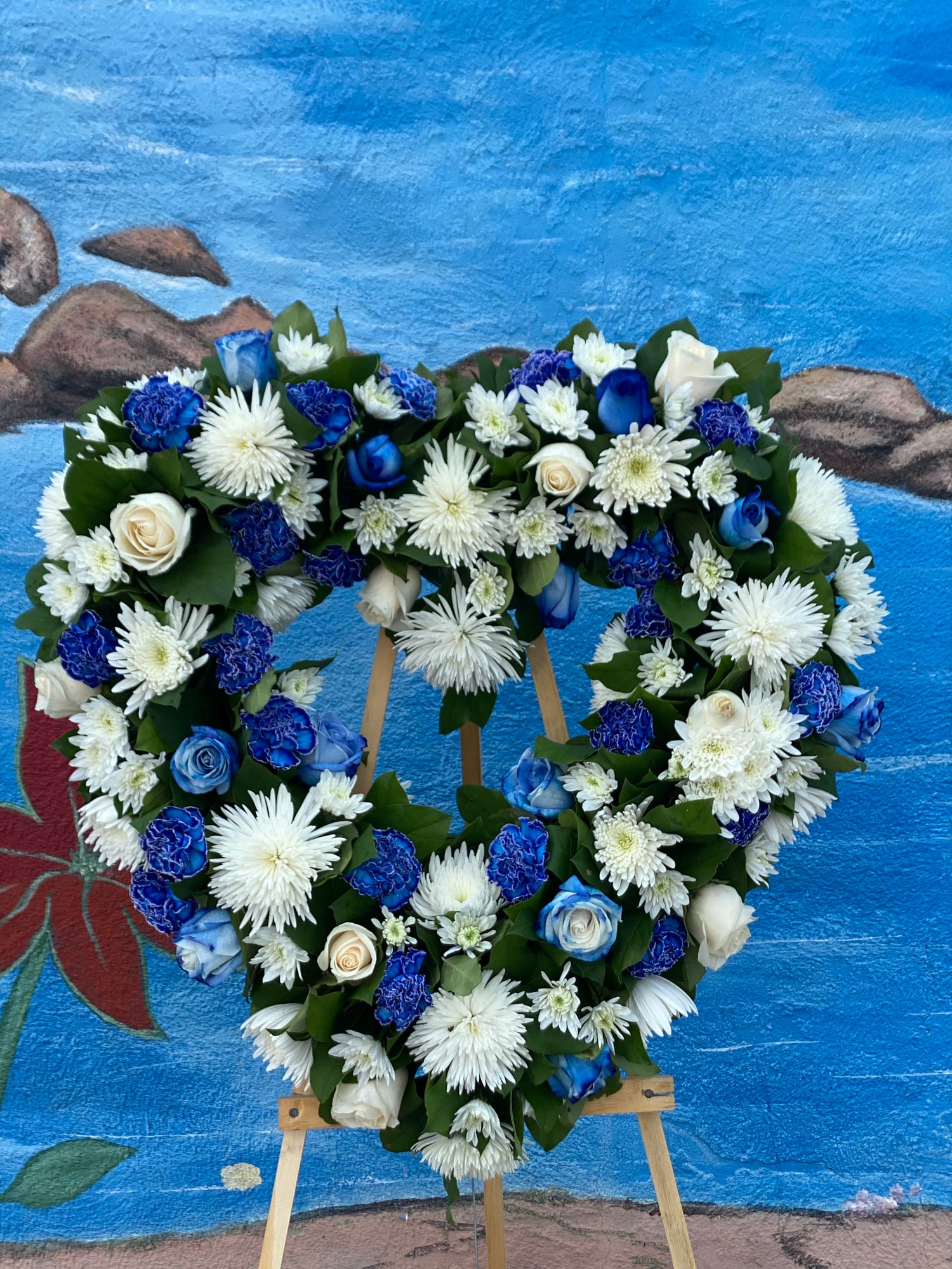 Blue & White Open Heart (HT012)