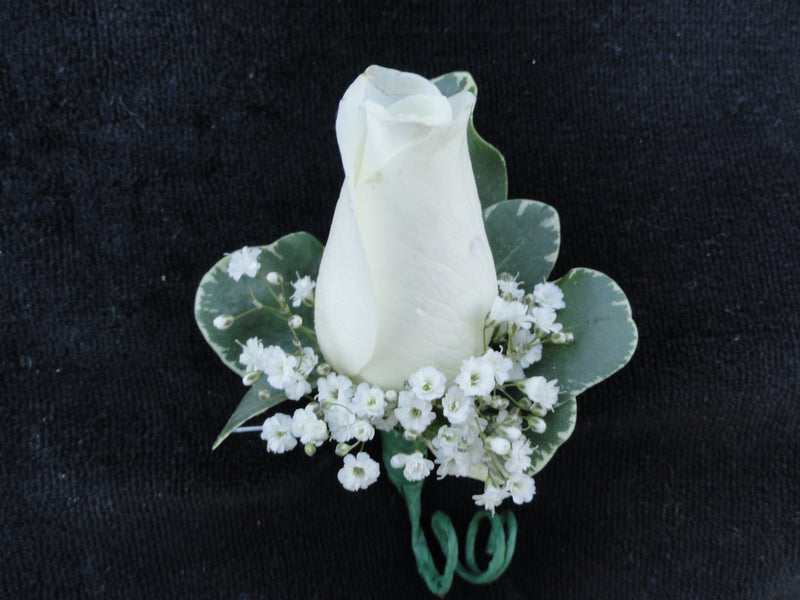 White Rose Boutonniere (B001)