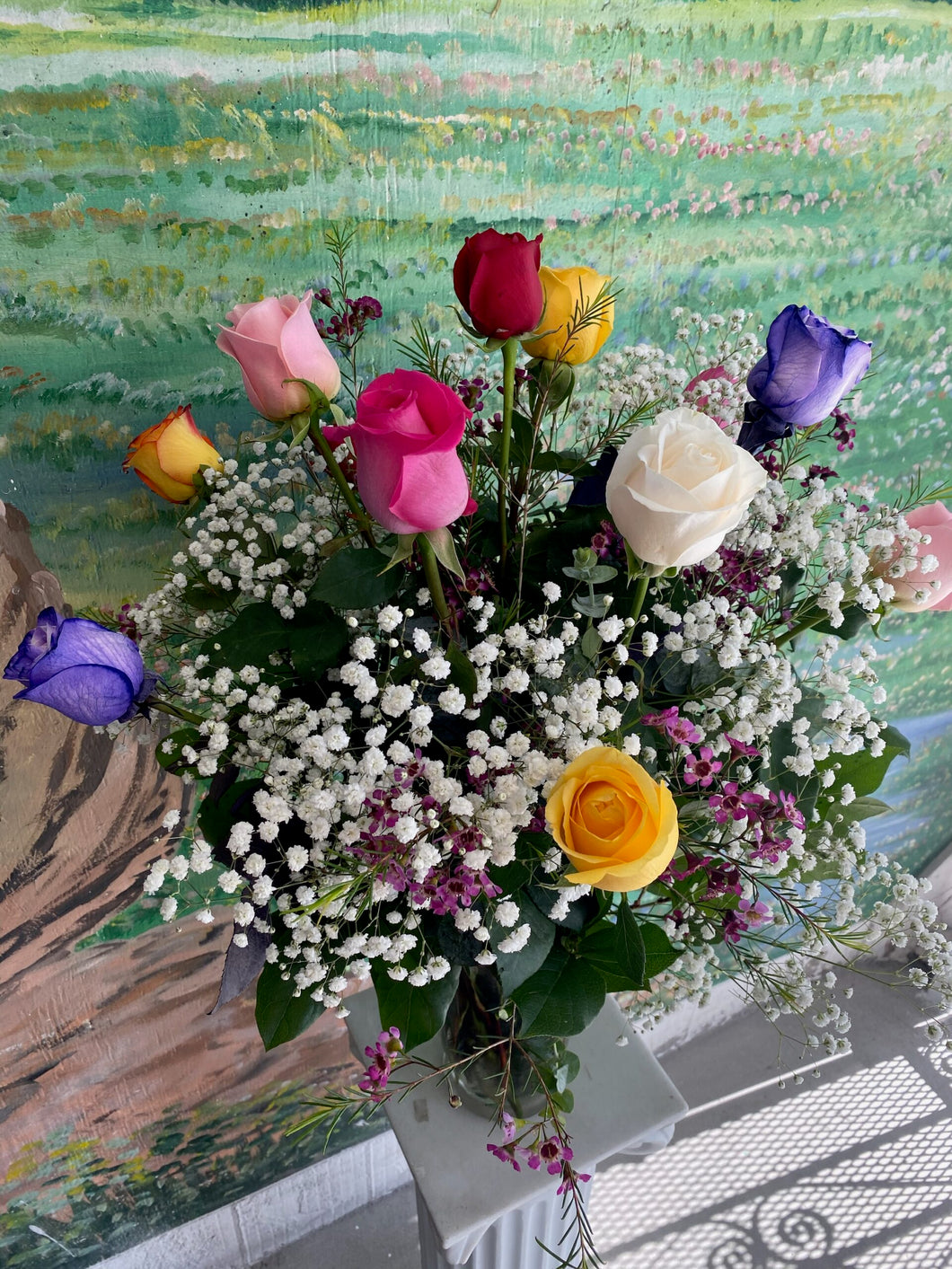 1 Dozen Mix Roses in Vase (R004)
