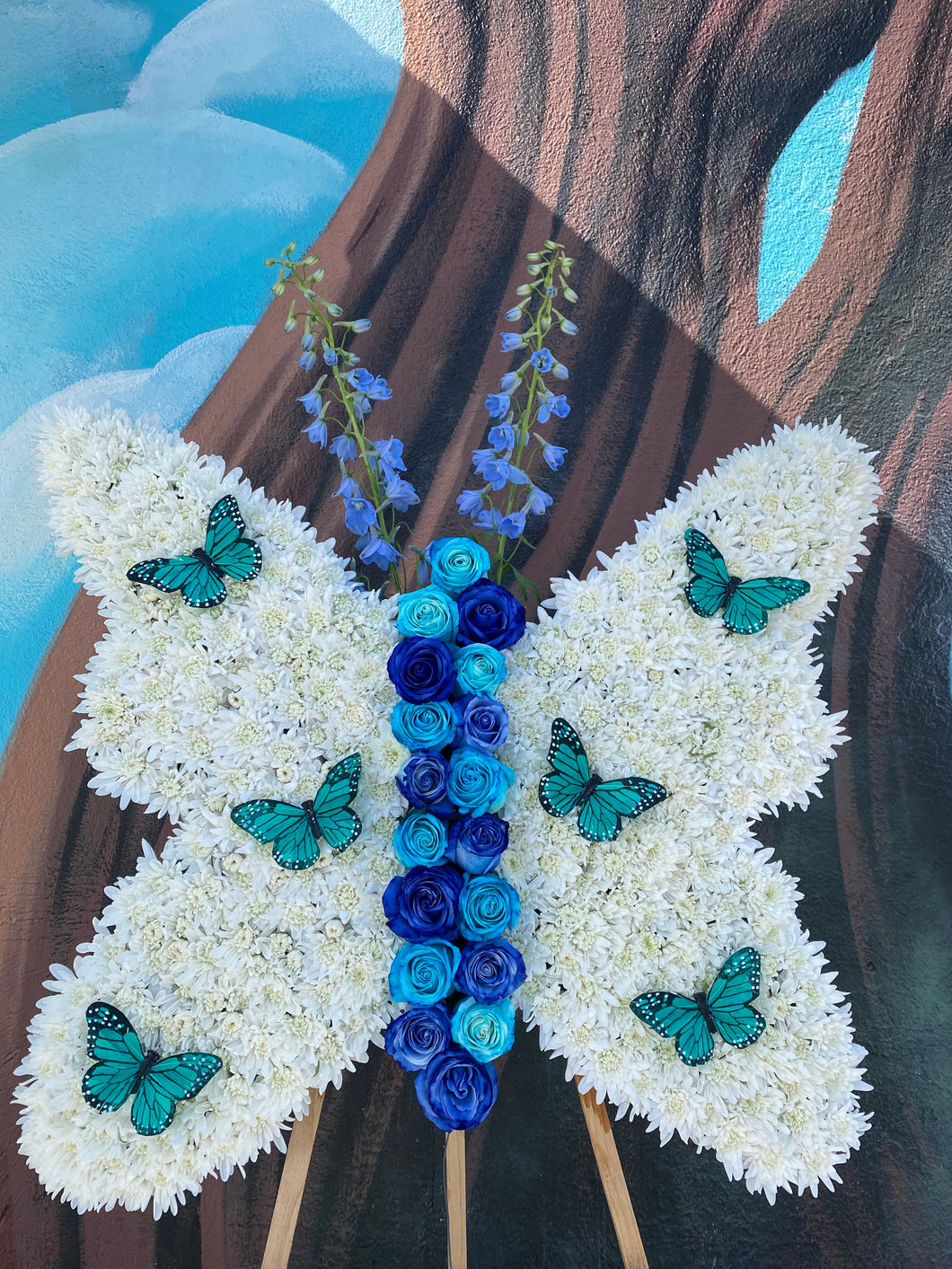 White and Blue Butterfly Stand (BF001)