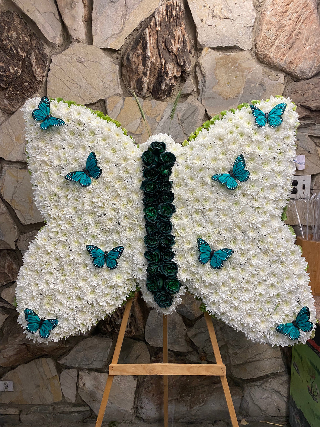 Large White and Green Butterfly Stand (BF002)